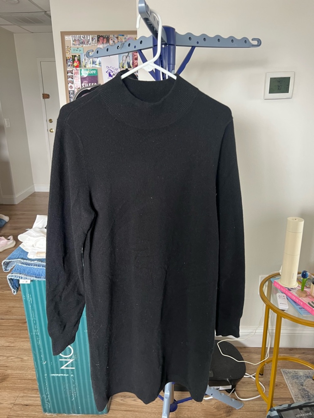 Abercrombie & Fitch Black Long-Sleeve Sweater Dress